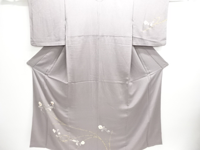 JAPANESE KIMONO / HOMONGI / EMBROIDERY / CHIRIMEN / CAMELLIA 